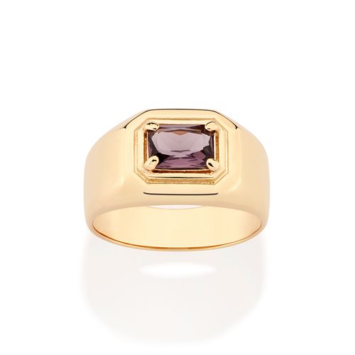 ANEL SOLITÁRIO BANHADO A OURO 18K COM CRISTAL