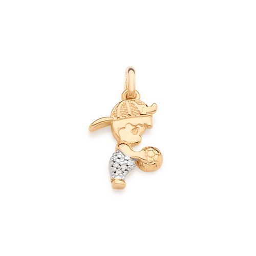 PINGENTE MENINO BANHADO A OURO 18K COM ZIRCÔNIAS E APLICAÇÃO DE RHODIUM