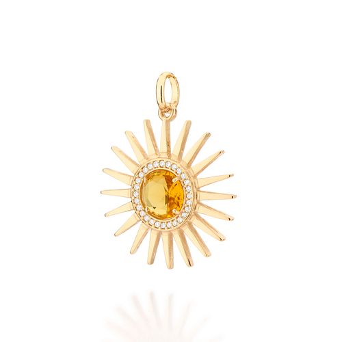 PINGENTE SOL BANHADO A OURO 18K COM ZIRCÔNIAS E CRISTAL