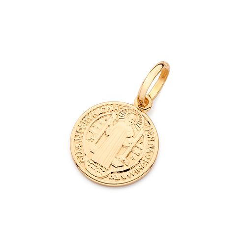 MEDALHA SÃO BENTO BANHADA A OURO 18K