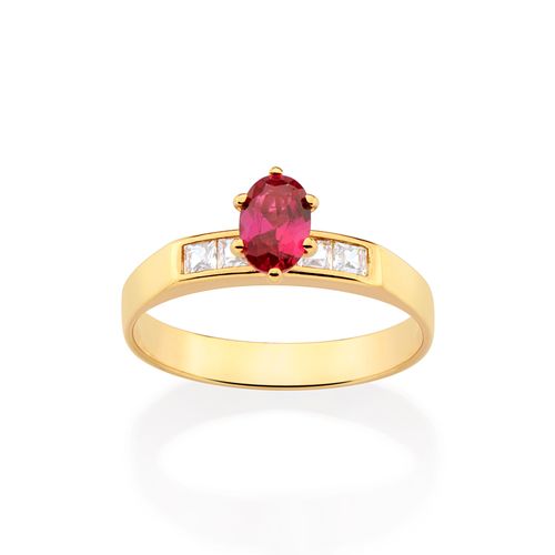 ANEL SOLITÁRIO FORMATURA BANHADO A OURO 18K COM ZIRCÔNIAS