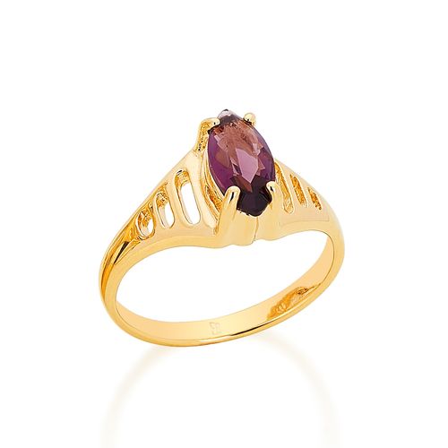 ANEL SOLITÁRIO BANHADO A OURO 18K COM ZIRCÔNIA