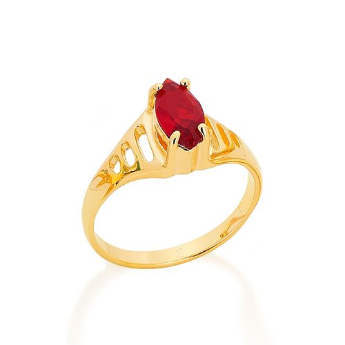 ANEL SOLITÁRIO BANHADO A OURO 18K COM ZIRCÔNIA