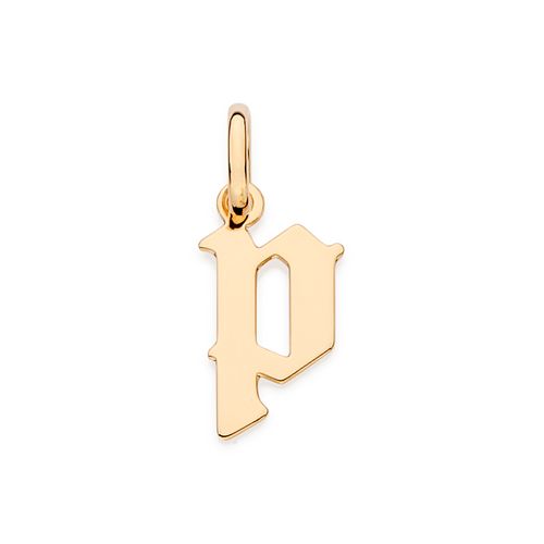 PINGENTE LETRA GÓTICA BANHADA A OURO 18K-LETRA P