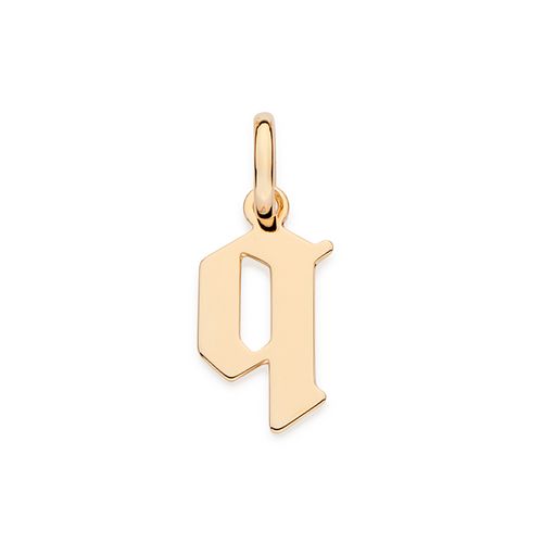PINGENTE LETRA GÓTICA BANHADA A OURO 18K-LETRA Q