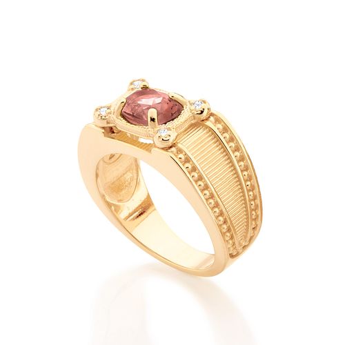 ANEL BANHADO A OURO 18K COM CRISTAL E ZIRCÔNIAS