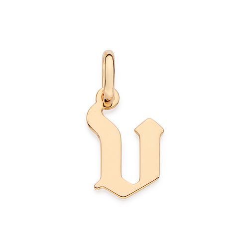 PINGENTE LETRA GÓTICA BANHADA A OURO 18K-LETRA V