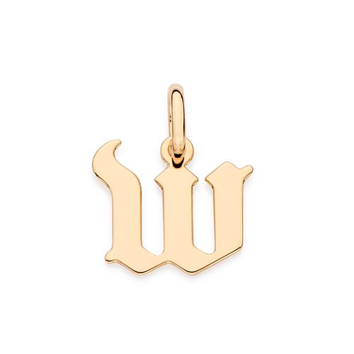 PINGENTE LETRA GÓTICA BANHADA A OURO 18K-LETRA W