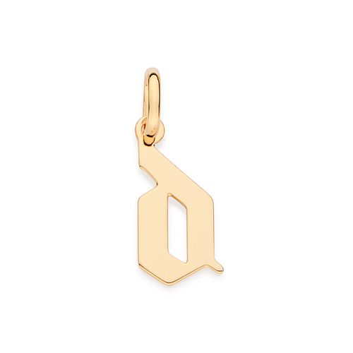 PINGENTE LETRA GÓTICA BANHADA A OURO 18K-LETRA D