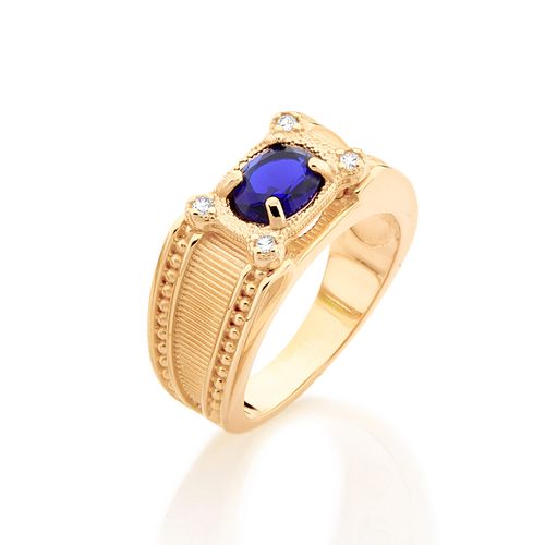 ANEL BANHADO A OURO 18K COM CRISTAL E ZIRCÔNIAS
