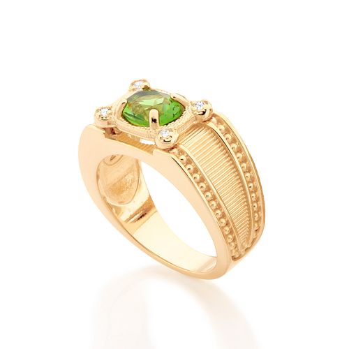 ANEL BANHADO A OURO 18K COM CRISTAL E ZIRCÔNIAS