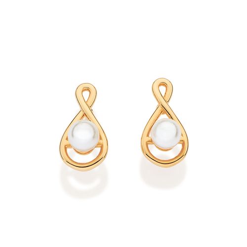 BRINCO GOTA BANHADO A OURO 18K COM PÉROLAS SINTÉTICAS