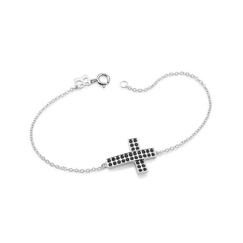 PULSEIRA CRUZ DE PRATA MACIÇA 925 COM ZIRCÔNIAS