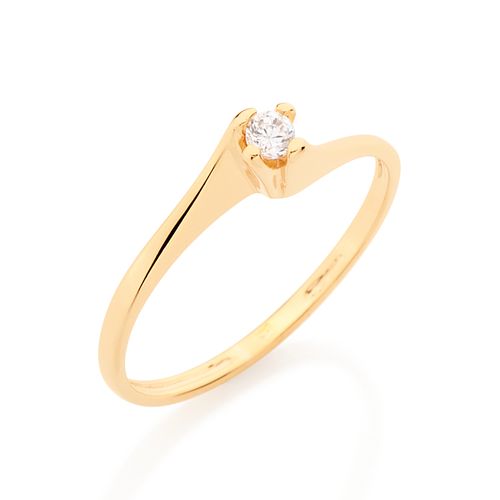 ANEL SOLITÁRIO BANHADO A OURO 18K COM ZIRCÔNIA