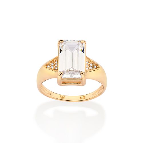 ANEL BANHADO A OURO 18K COM CRISTAL E ZIRCÔNIAS