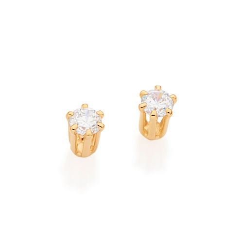 BRINCO SOLITÁRIO BANHADO A OURO 18K COM ZIRCÔNIAS
