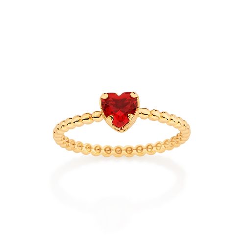 ANEL SOLITÁRIO CORAÇÃO BANHADO A OURO 18K COM CRISTAL