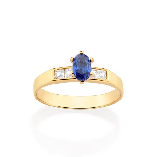 ANEL SOLITÁRIO FORMATURA BANHADO A OURO 18K COM ZIRCÔNIAS