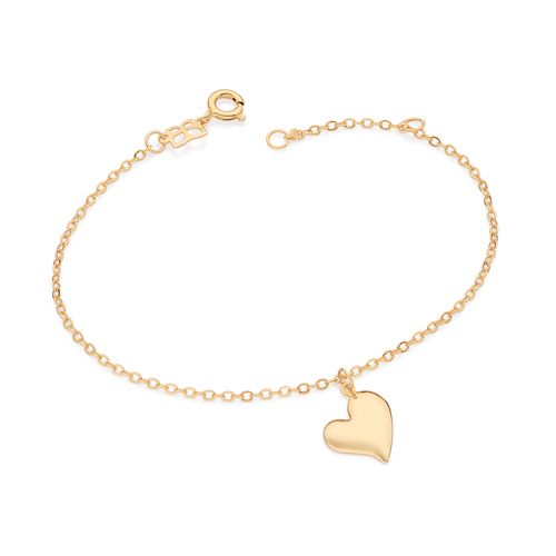 PULSEIRA COM PINGENTE DE CORAÇÃO BANHADA A OURO 18K