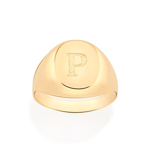 ANEL LETRA BANHADO A OURO 18K-LETRA P