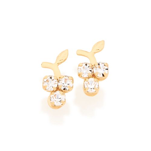 BRINCO UVA INFANTIL BANHADO A OURO 18K COM ZIRCÔNIAS
