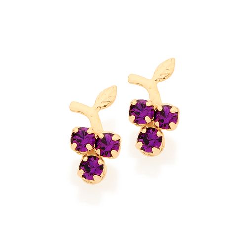 BRINCO UVA INFANTIL BANHADO A OURO 18K COM ZIRCÔNIAS