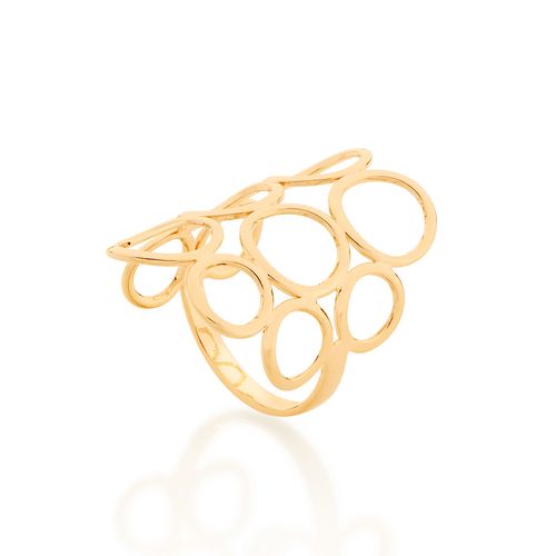 MAXI ANEL CÍRCULOS VAZADOS BANHADO A OURO 18K
