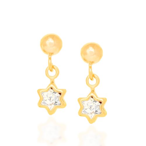 BRINCO INFANTIL ESTRELAS BANHADO A OURO 18K COM CRISTAIS