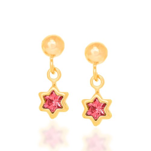 BRINCO INFANTIL ESTRELAS BANHADO A OURO 18K COM CRISTAIS
