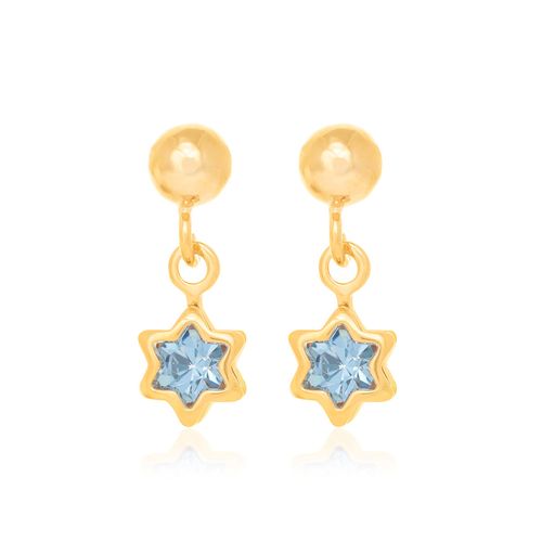 BRINCO INFANTIL ESTRELAS BANHADO A OURO 18K COM CRISTAIS