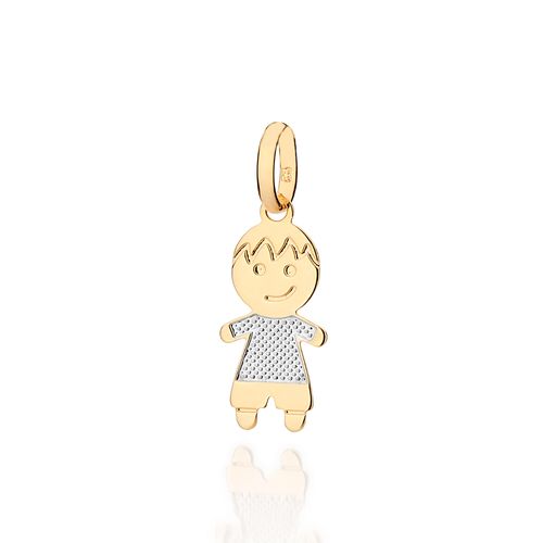 PINGENTE MENINO BANHADO A OURO 18K COM APLICAÇÃO DE RHODIUM