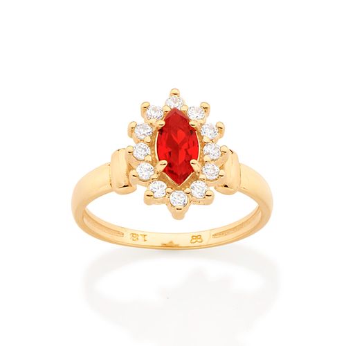 ANEL FORMATURA BANHADO A OURO 18K COM ZIRCÔNIAS E CRISTAL