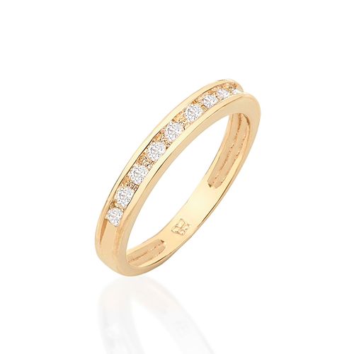 MEIA ALIANÇA BANHADA A OURO 18K COM ZIRCÔNIAS