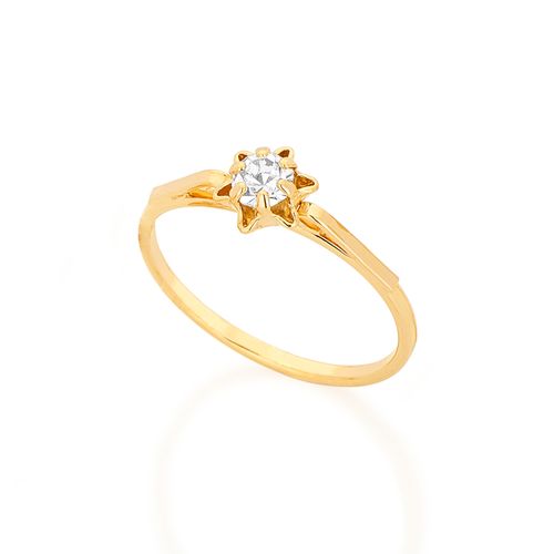 ANEL SOLITÁRIO BANHADO A OURO 18K COM CRISTAL
