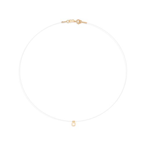GARGANTILHA FIO NYLON BANHADA A OURO 18K-LETRA O