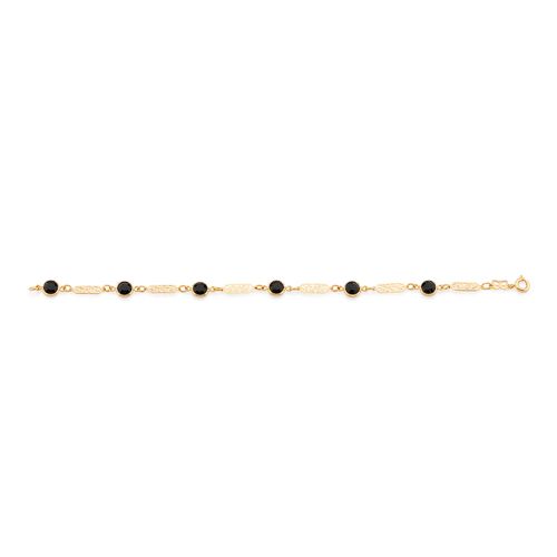 PULSEIRA BANHADA A OURO 18K COM CRISTAIS PRETOS