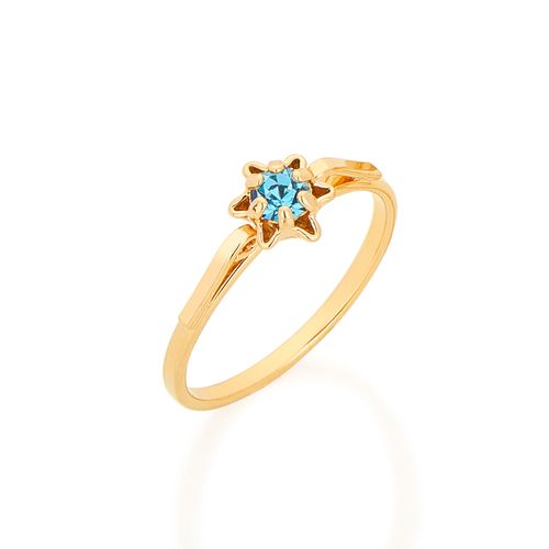 ANEL SOLITÁRIO BANHADO A OURO 18K COM CRISTAL