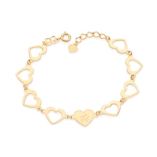 PULSEIRA CORAÇÃO FÉ BANHADA A OURO 18K