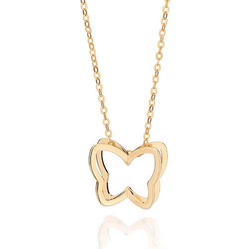 GARGANTILHA COM PINGENTE BORBOLETA BANHADA A OURO 18K
