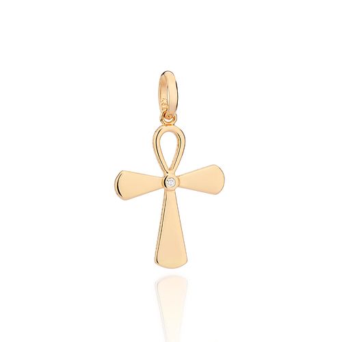 PINGENTE CRUZ BANHADO A OURO 18K COM ZIRCÔNIA