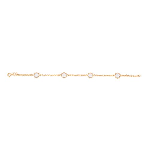 PULSEIRA BANHADA A OURO 18K COM CRISTAIS REDONDOS
