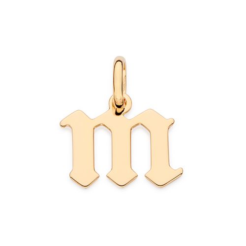 PINGENTE LETRA GÓTICA BANHADA A OURO 18K-LETRA M