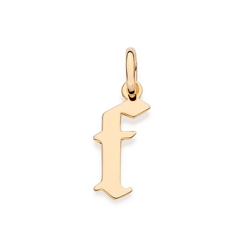 PINGENTE LETRA GÓTICA BANHADA A OURO 18K-LETRA F