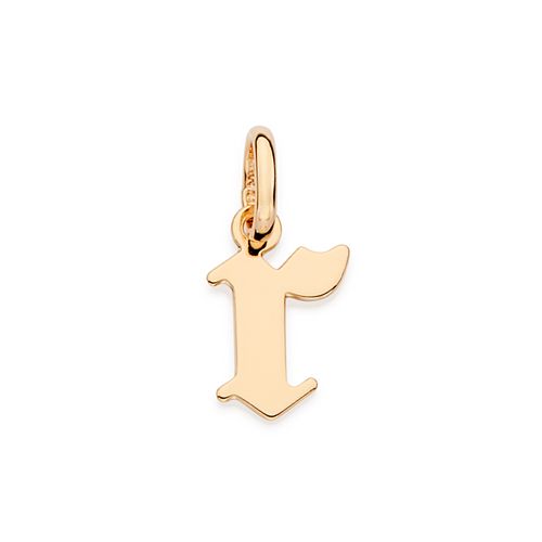 PINGENTE LETRA GÓTICA BANHADA A OURO 18K-LETRA R