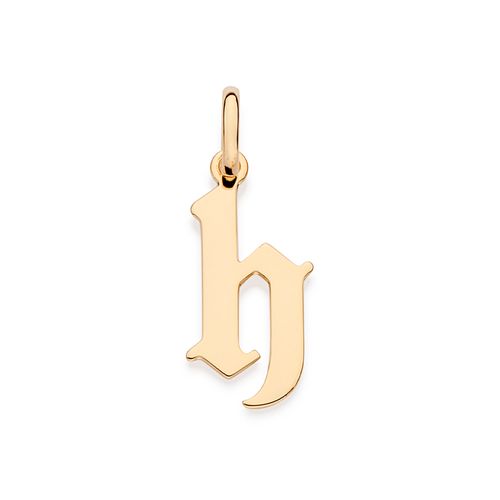 PINGENTE LETRA GÓTICA BANHADA A OURO 18K-LETRA H