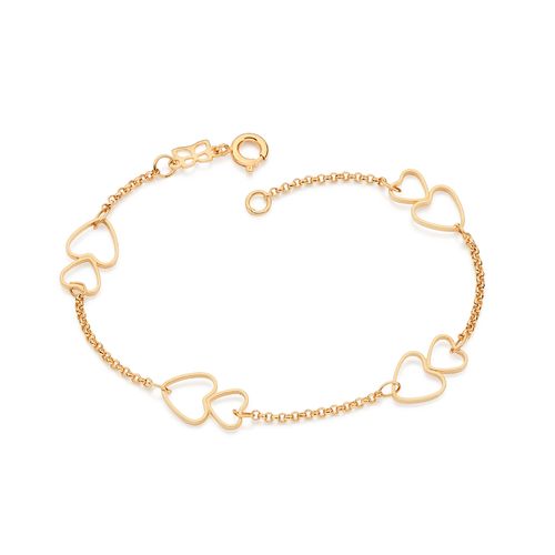 PULSEIRA CORAÇÕES VAZADOS BANHADA A OURO 18K