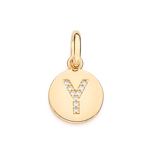 PINGENTE LETRA BANHADO A OURO 18K COM ZIRCÔNIAS -LETRA Y