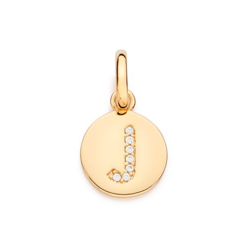PINGENTE LETRA BANHADO A OURO 18K COM ZIRCÔNIAS -LETRA J