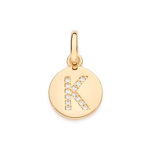 PINGENTE LETRA BANHADO A OURO 18K COM ZIRCÔNIAS -LETRA K