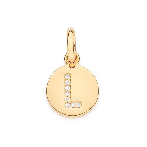 PINGENTE LETRA BANHADO A OURO 18K COM ZIRCÔNIAS -LETRA L